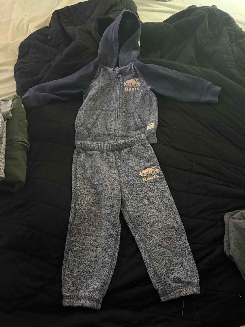 Roots Toddler Navy & Heather Gray Hooded Sweatshirt and Joggers